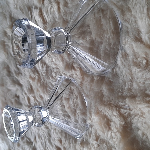 Vintage Clear Glass Shannon Ireland Candlestick Holders - pair - Picture 1 of 5